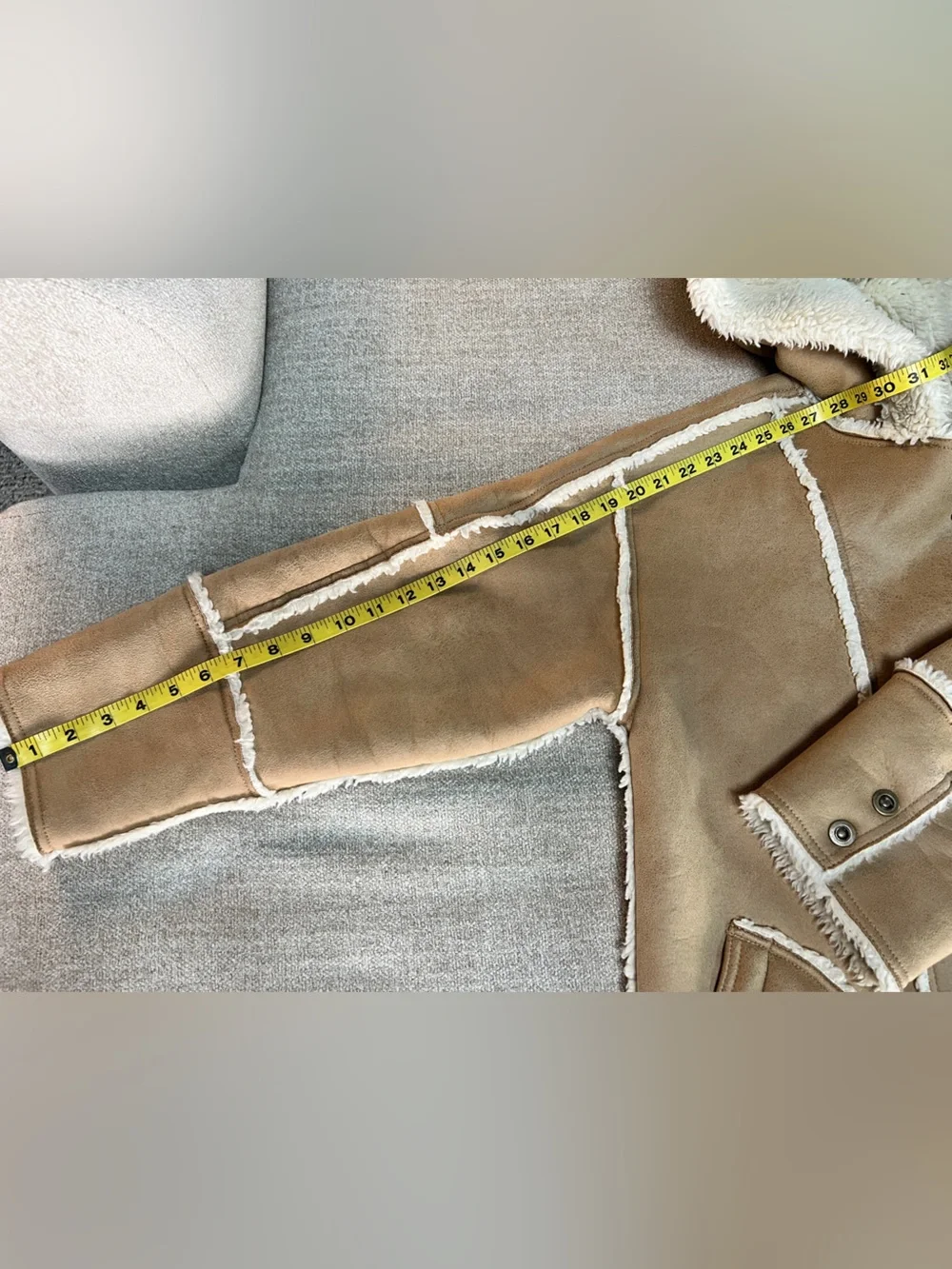 Anthropologie x Pilcro Hooded Sherpa Coat. Camel and Cream. Size Petite Small - Picture 14 of 14